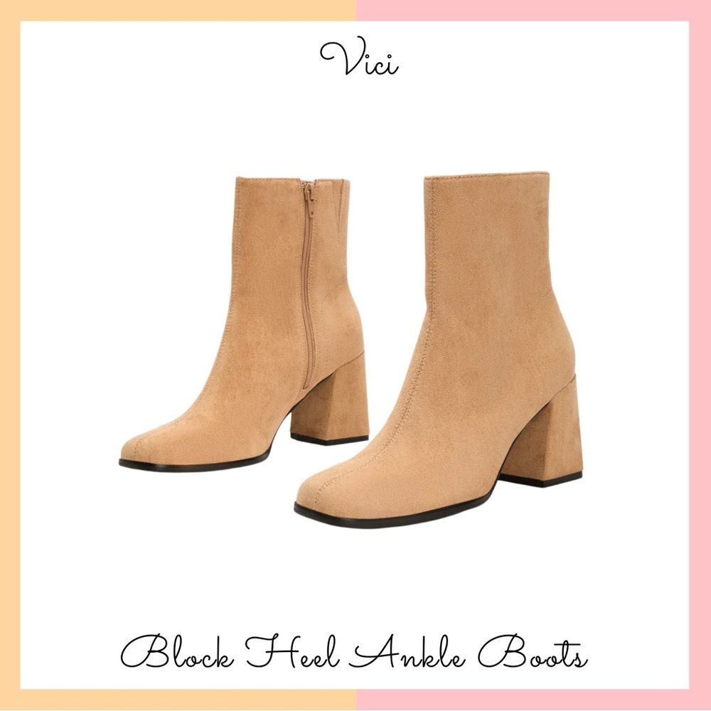 Vici Tan Block Heel Ankle Boots